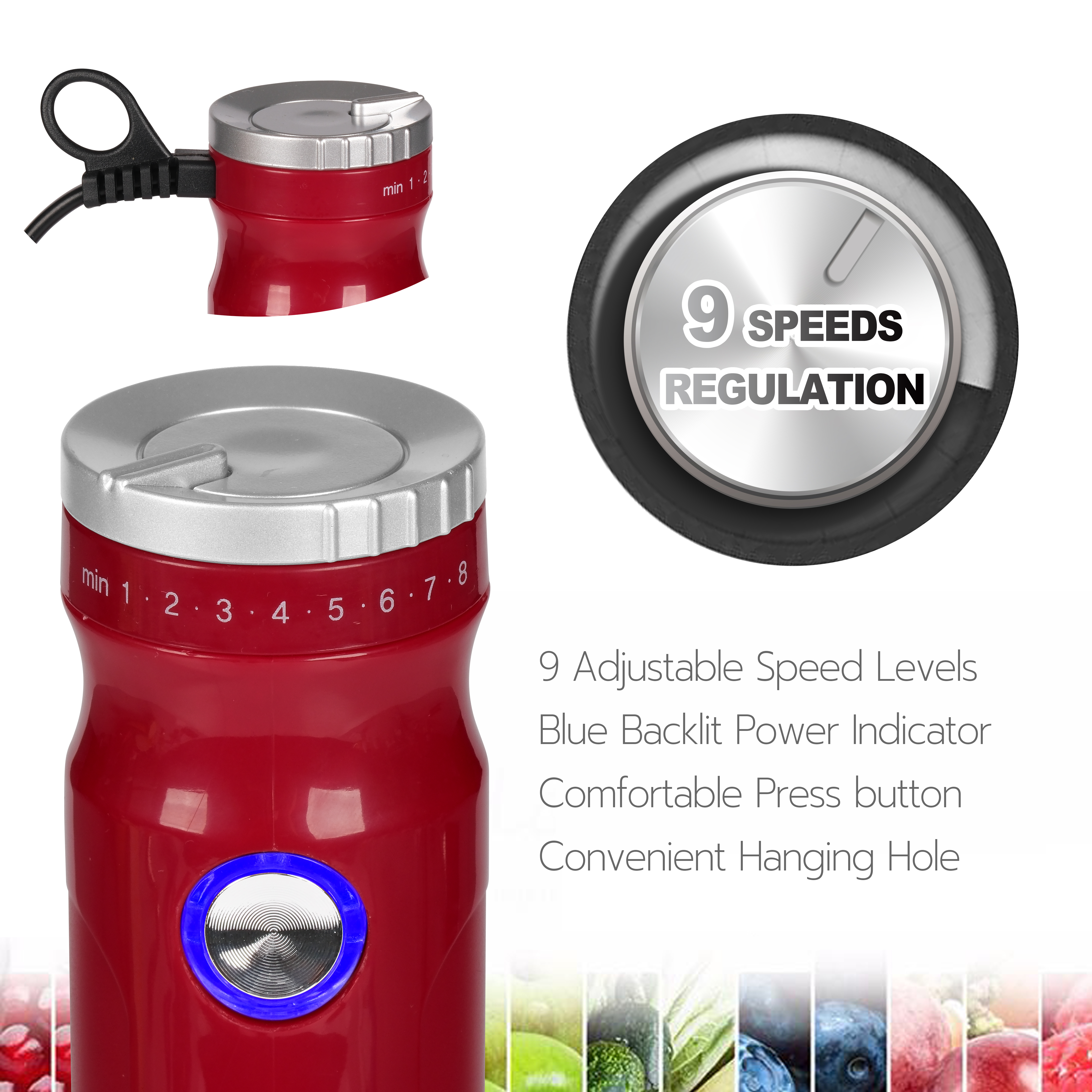 Magiccos Immersion Stick Hand Blender - 9 Speeds Contorl, Slim Stick Blender Wand, 350W DC Motor, For Shakes and Smoothi